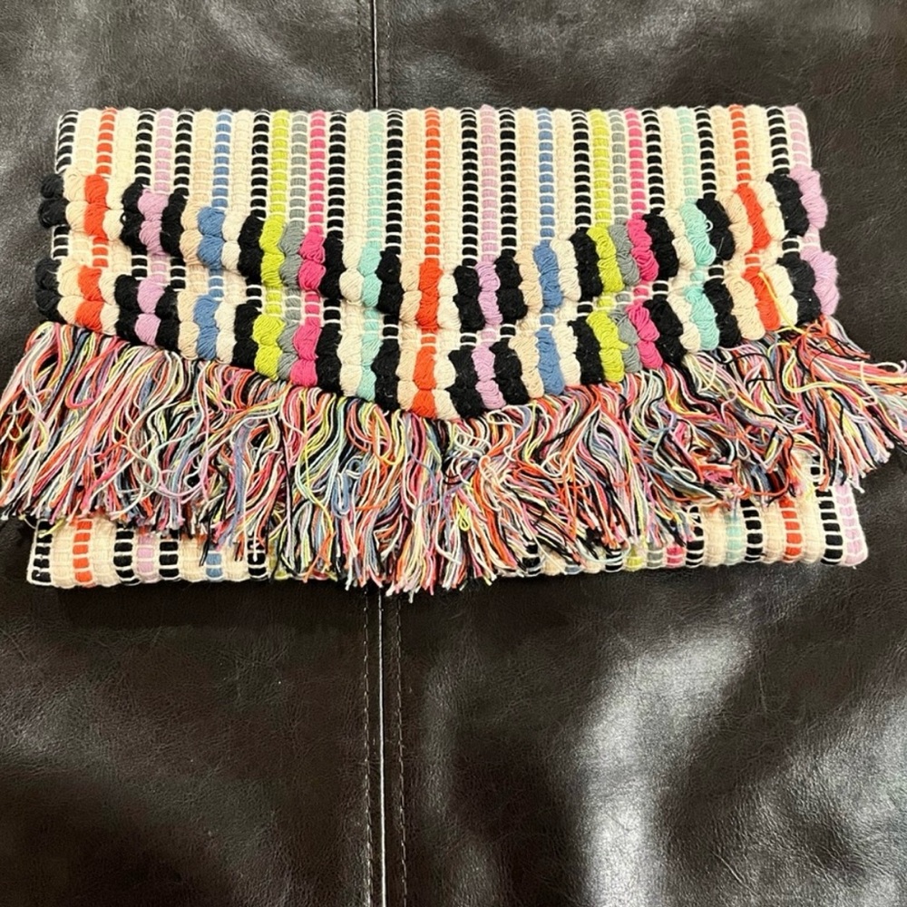 Stella & Dot Multicolor Fringe Clutch
